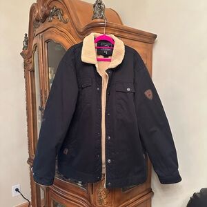 Black Jacket with Cream Sherpa Lining